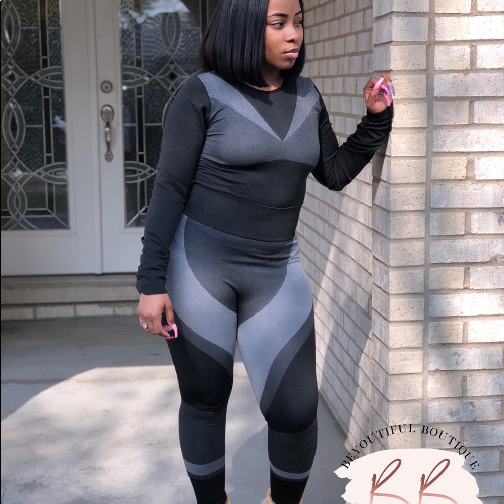 Black & Gray Leggings Set